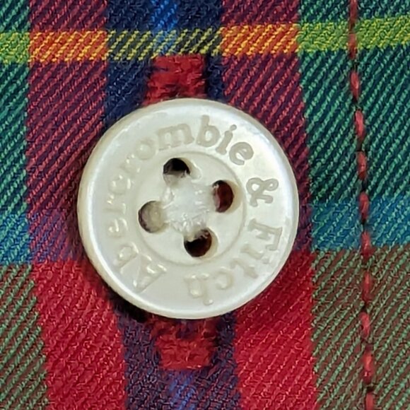 Abercrombie & Fitch Button Down Plaid Shirt Red Green and Blue - Picture 7 of 14